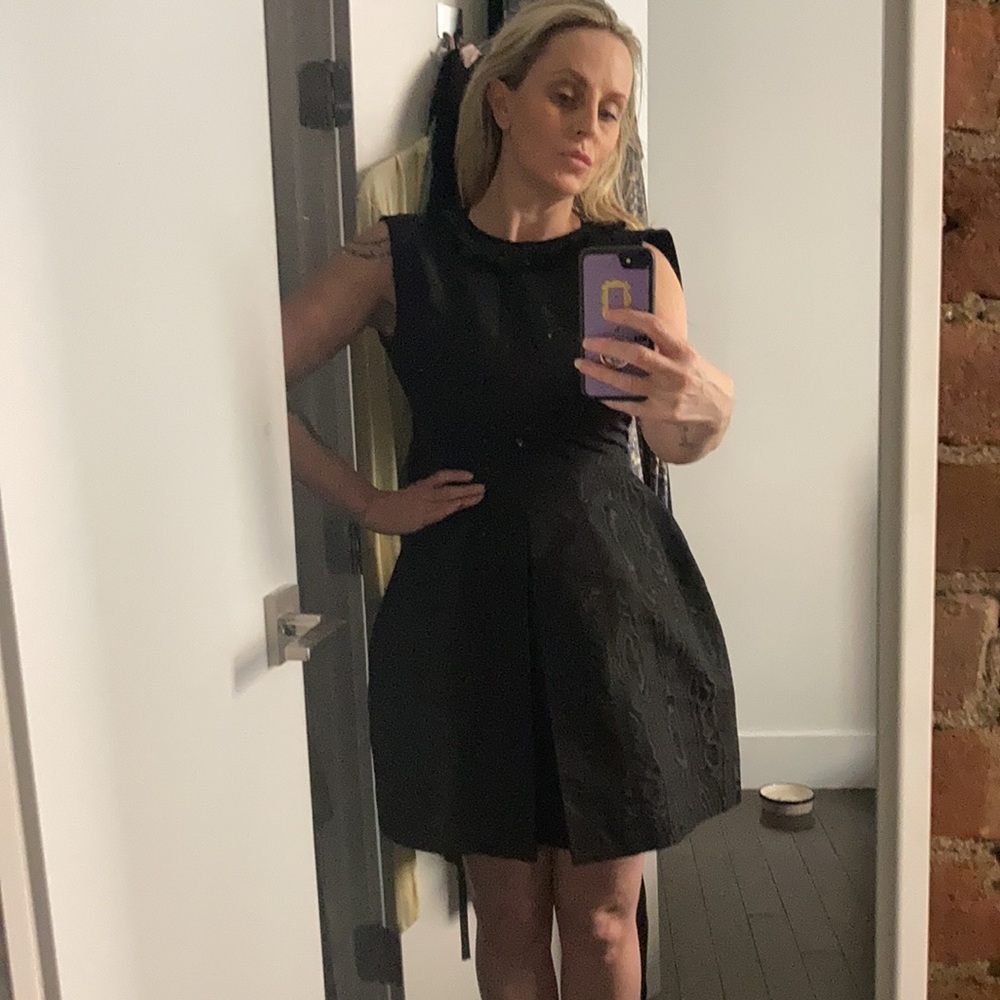 MARC BY MARC JACOBS BLACK MINI DRESS COCKTAIL DRESS JACQUARD FULL SKIRT 2 RUNWAY